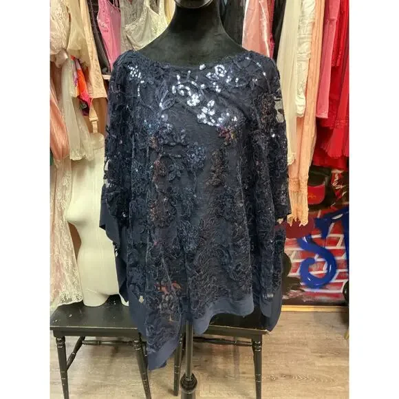 2 PC. NAVY SEQUIN TANK/SHRUG 16W - Picture 1 of 4